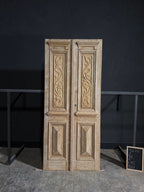Antique Carved 3 Panel Double Doors - 42.75x98 - N111