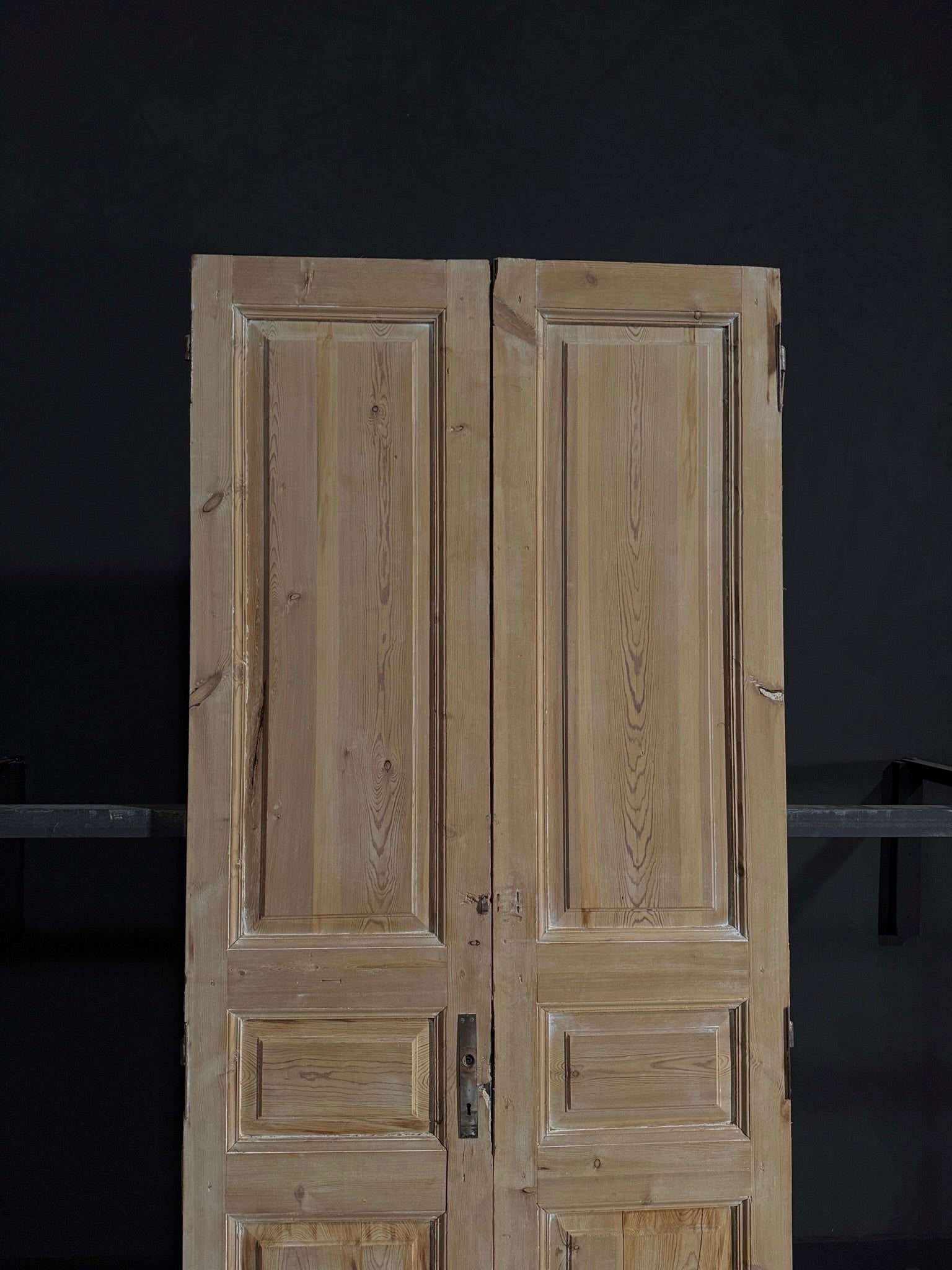 Antique Iron 3 Panel Double Doors - 41.75x98.75 - N23