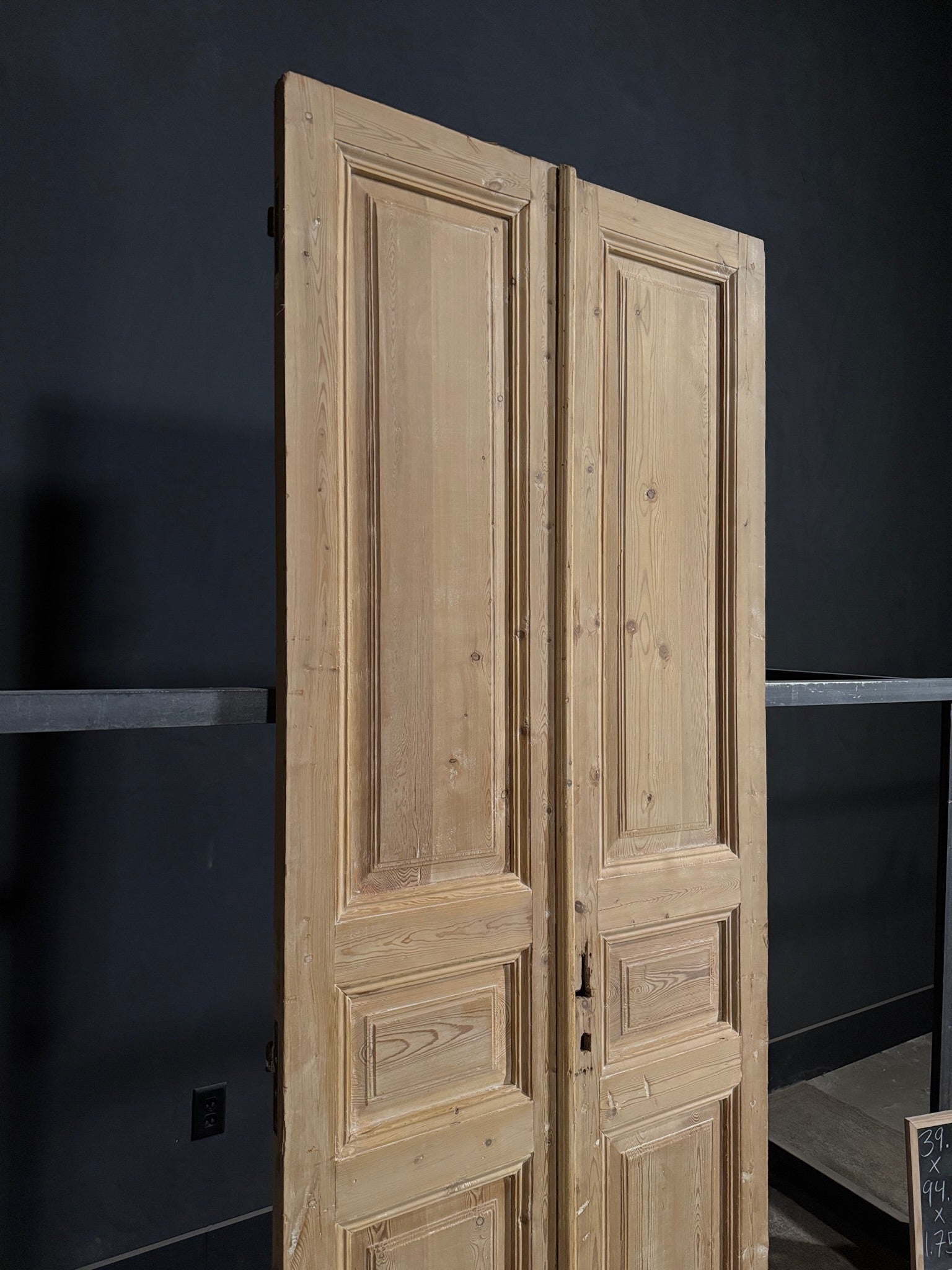 Antique 3 Panel Solid Double Doors - 39.5x94.5 - N381