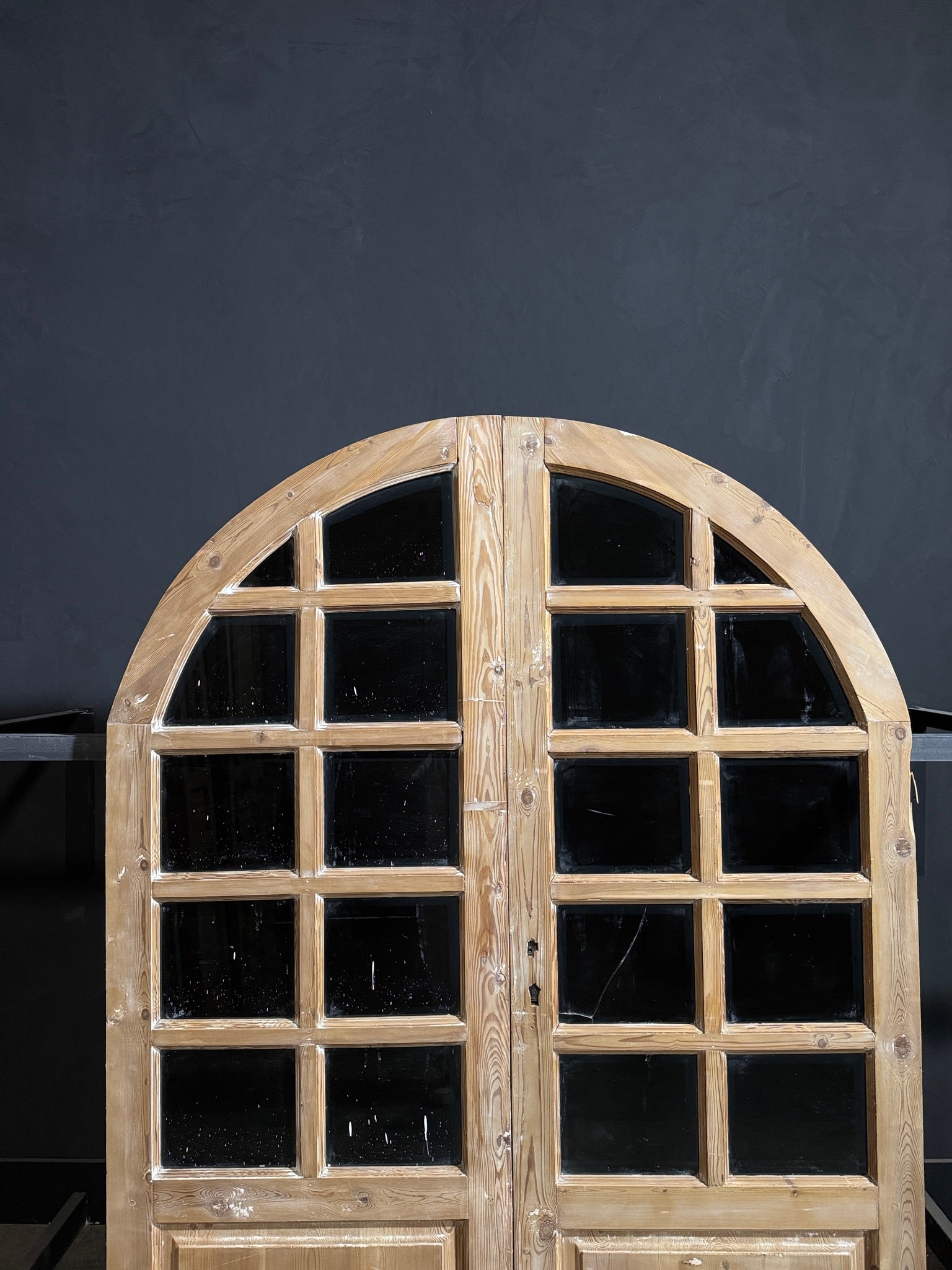 Antique Glass 10 Lite Arched French Doors - 62x85 - N245