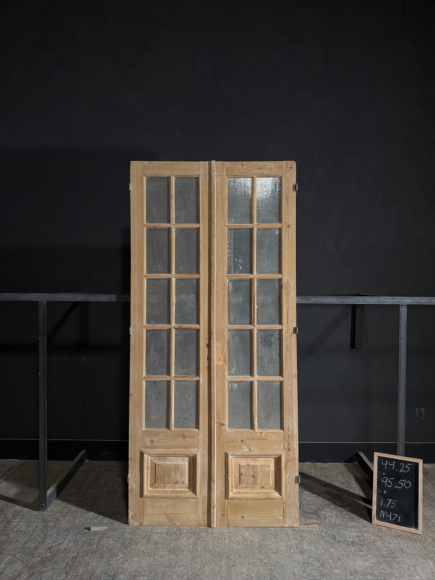 Antique Obscured Glass French Doors - 44.25x95.5 - N471