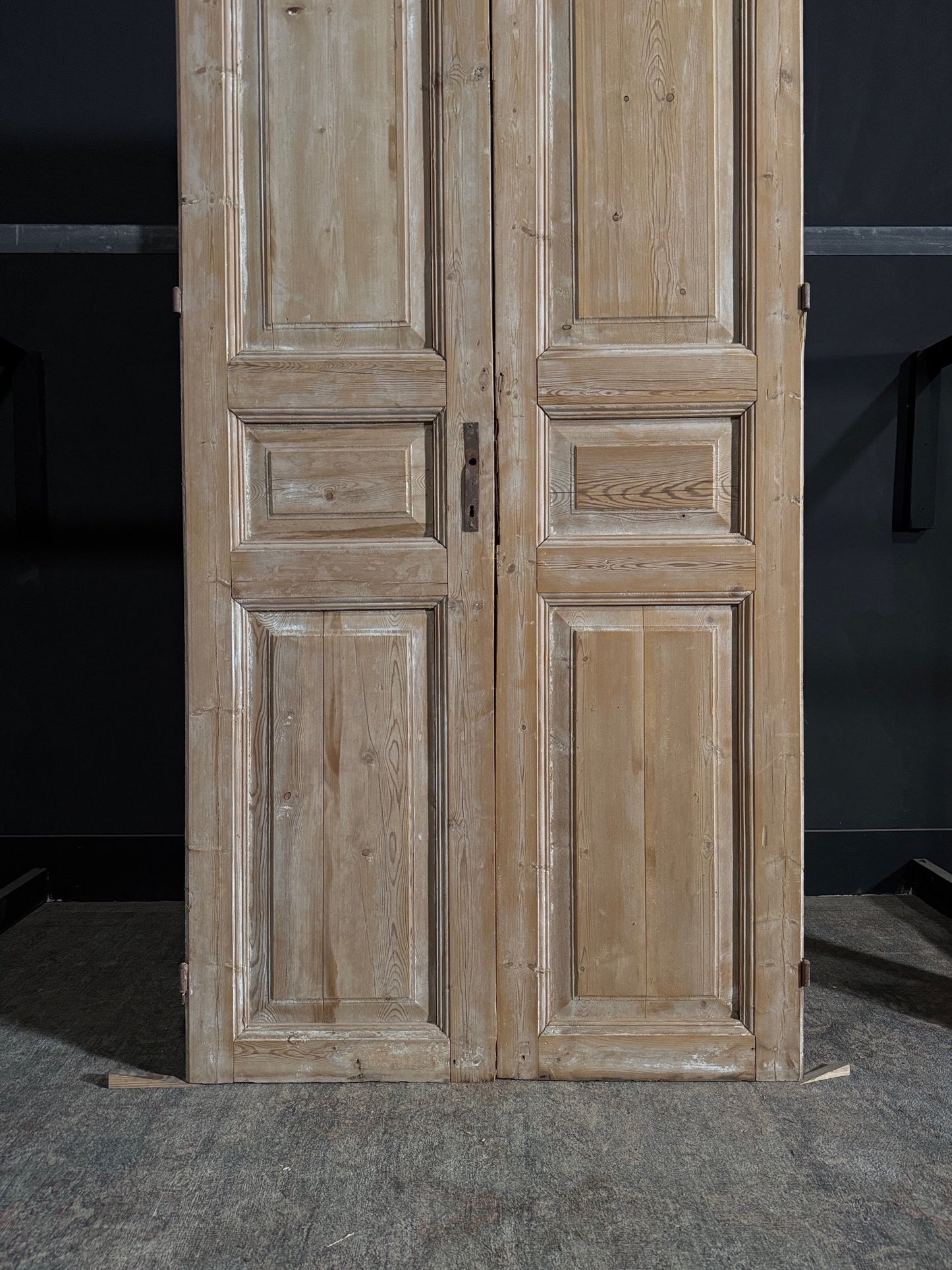 Antique Carved 3 Panel Double Doors - 43.25x101 - N115