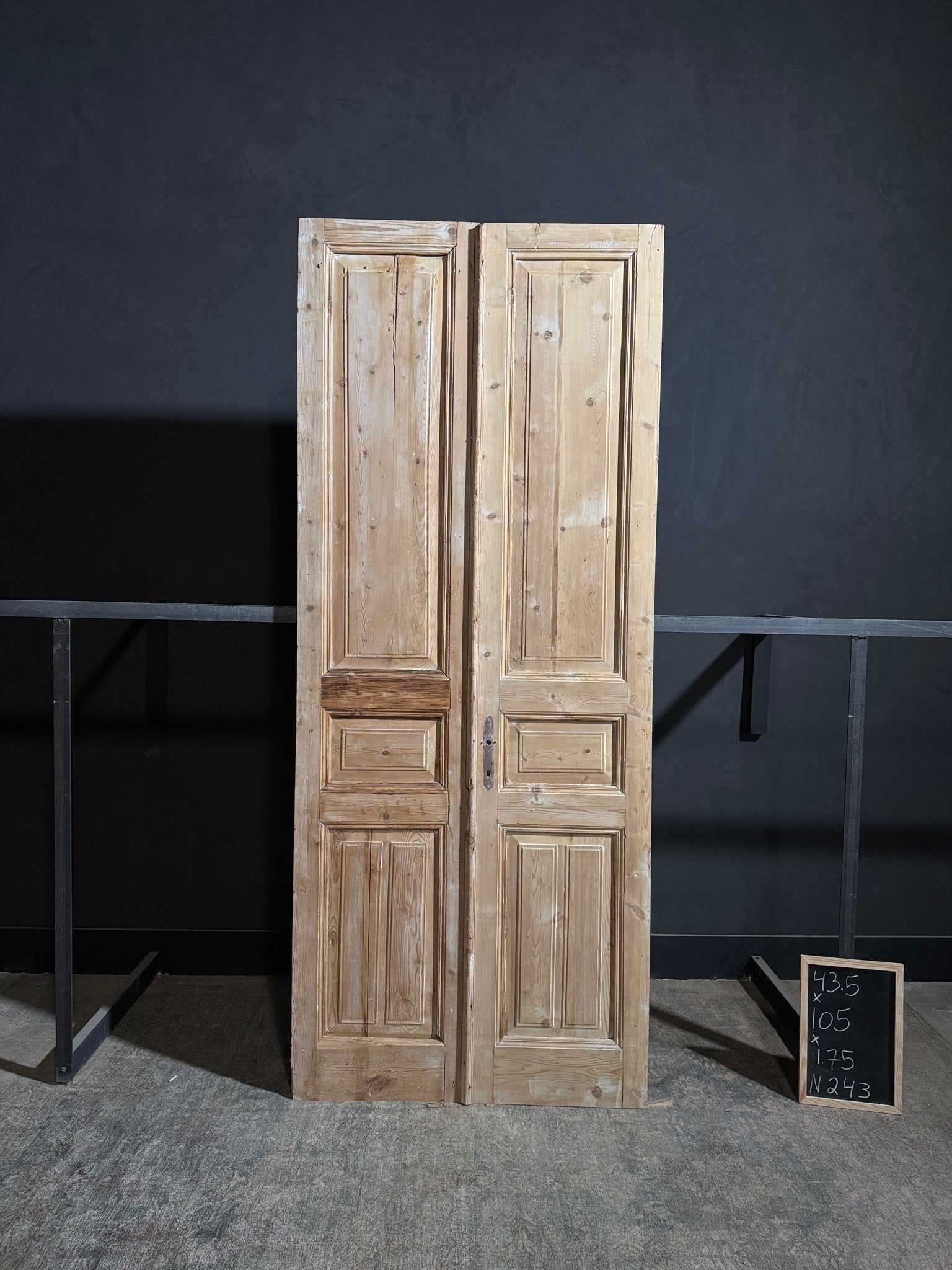 Antique 3 Panel Solid Double Doors - 43.5x105 - N243