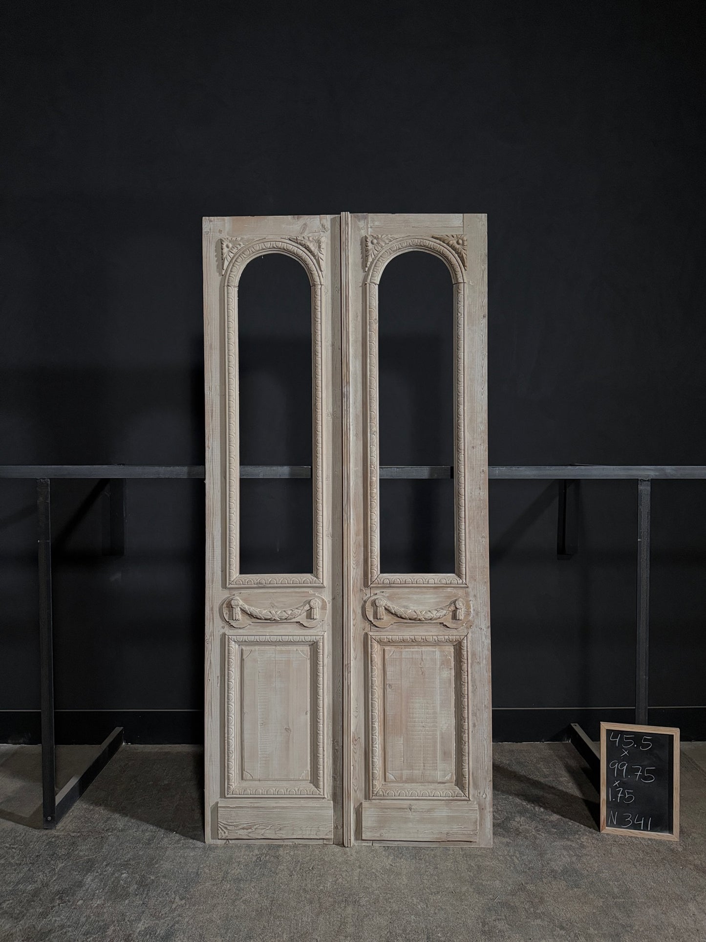 Antique Carved Arched Double Doors - 45.5x99.75 - N341