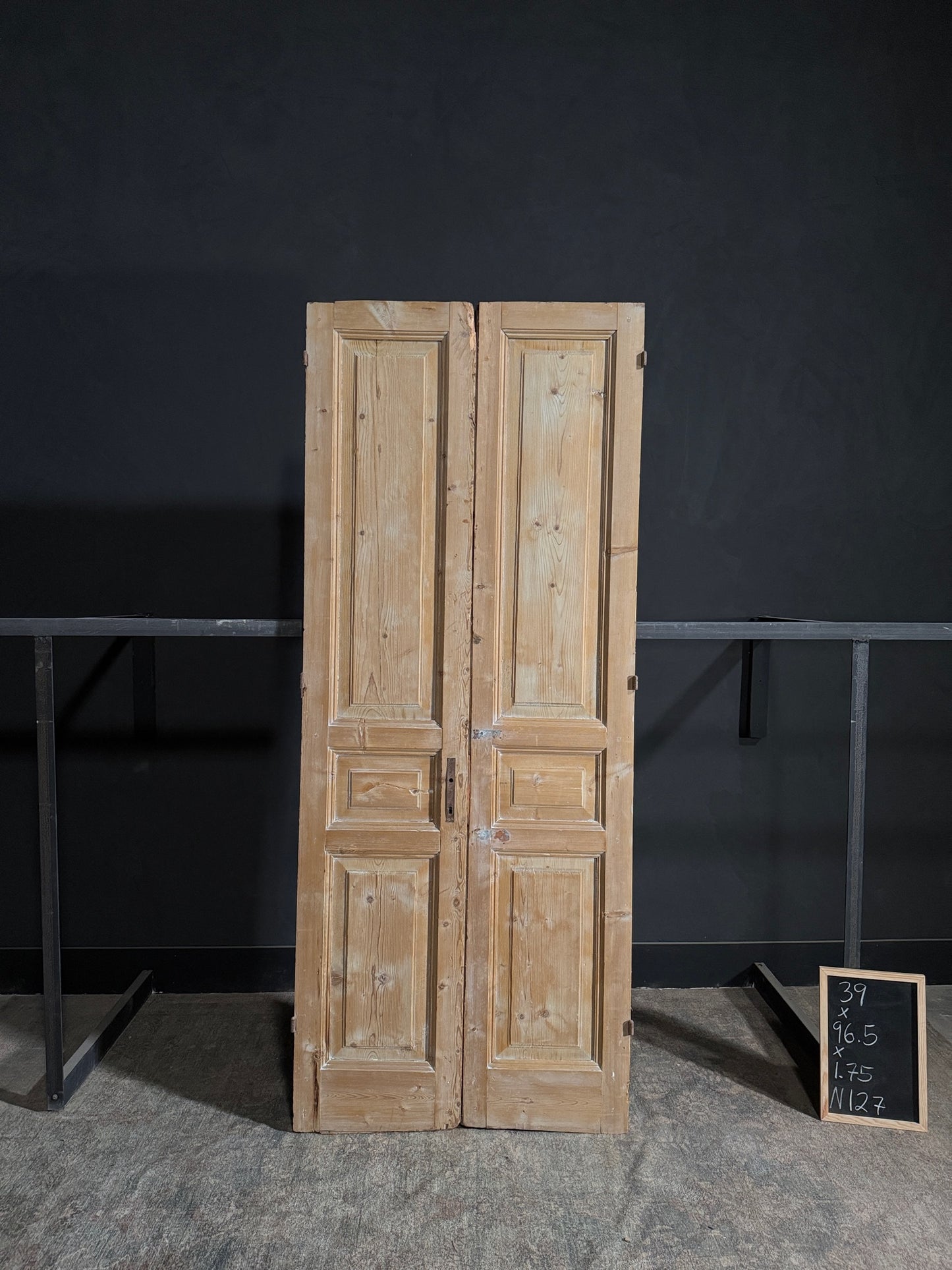 Antique 3 Panel Solid Double Doors - 39x96.5 - N127