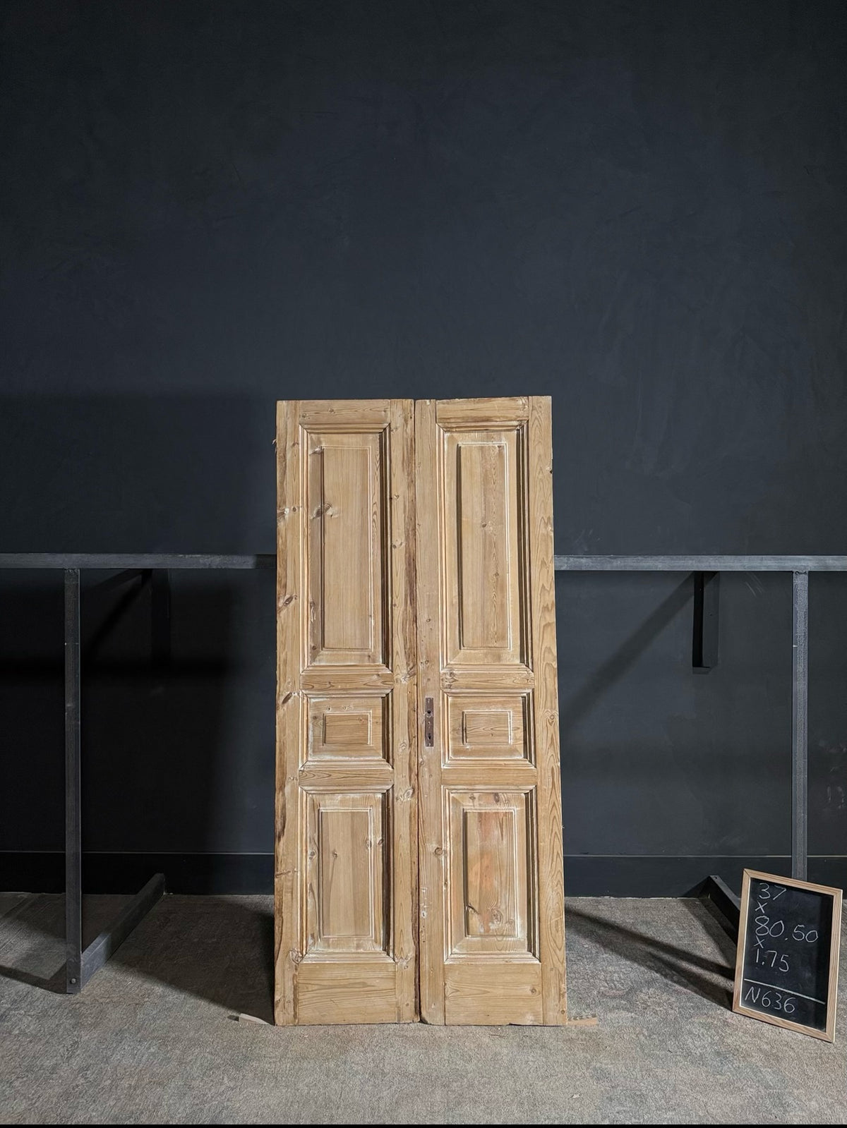 Antique 3 Panel Solid Double Doors - 37x80.5 - N636