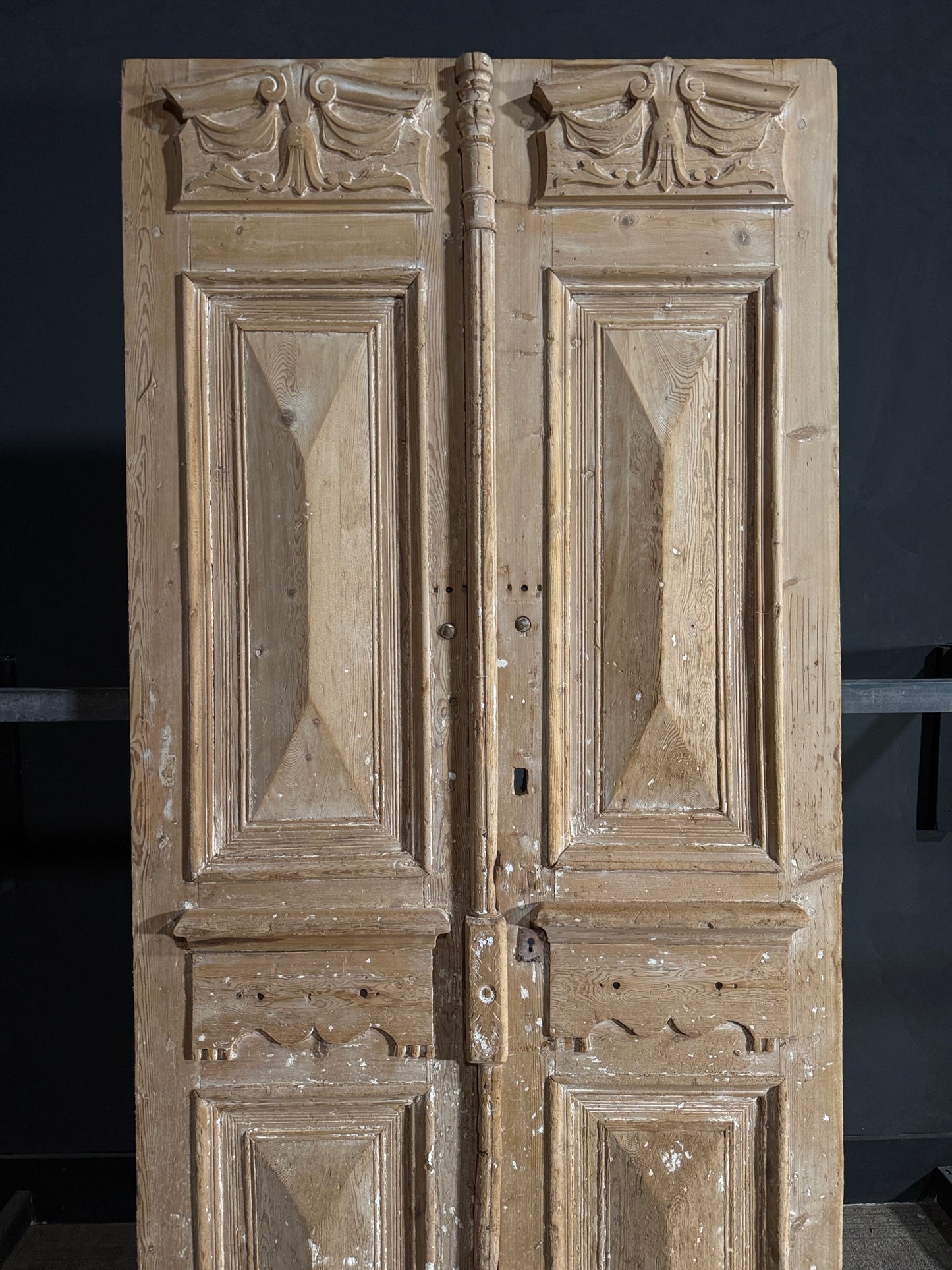 Antique Carved 4 Panel Double Doors - 44x99 - N651