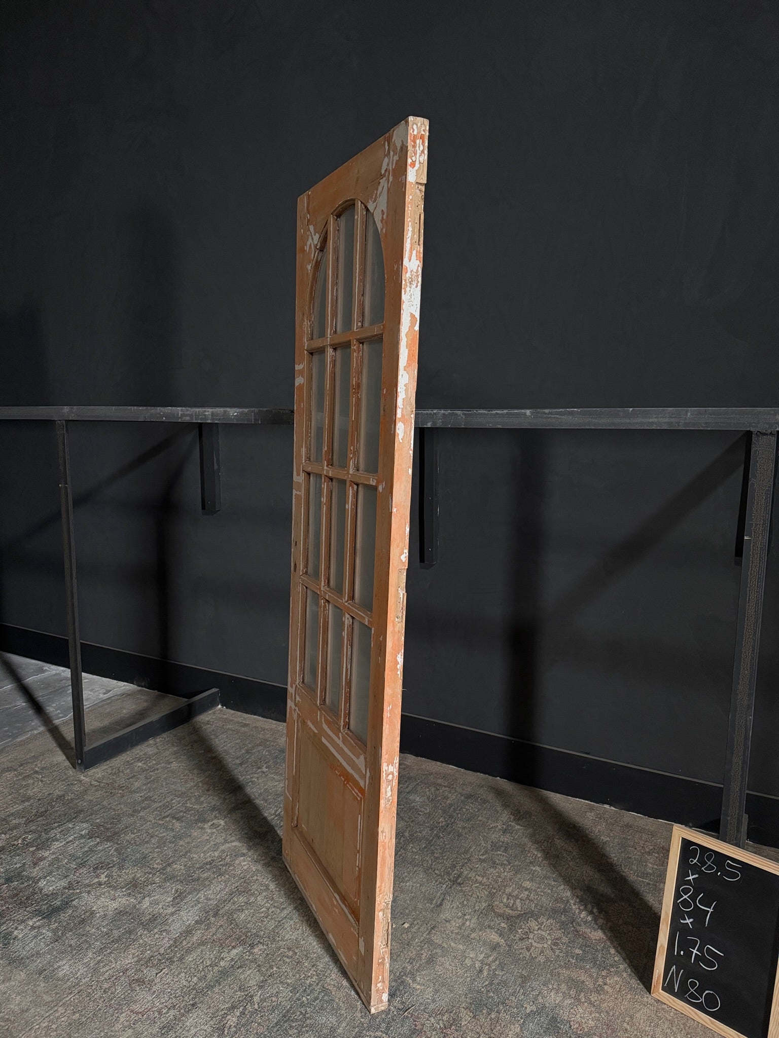 Antique Glass 12 Lite Arched Single Door - 28.5x84 - N80