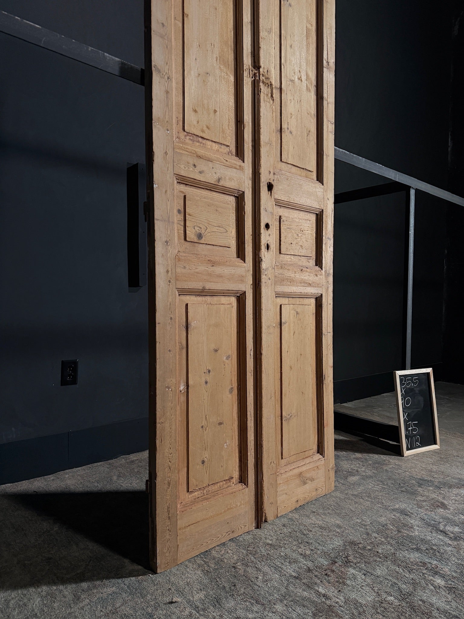 Antique Iron 3 Panel Double Doors - 35.5x90 - N12