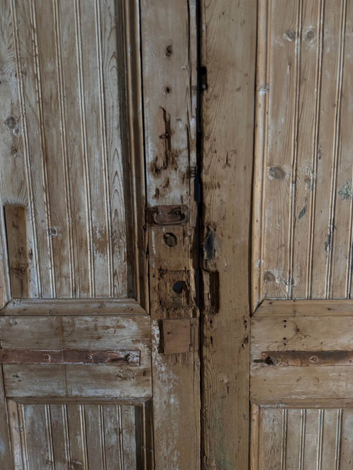 Antique Carved 3 Panel Double Doors - 51.5x104.5 - N544