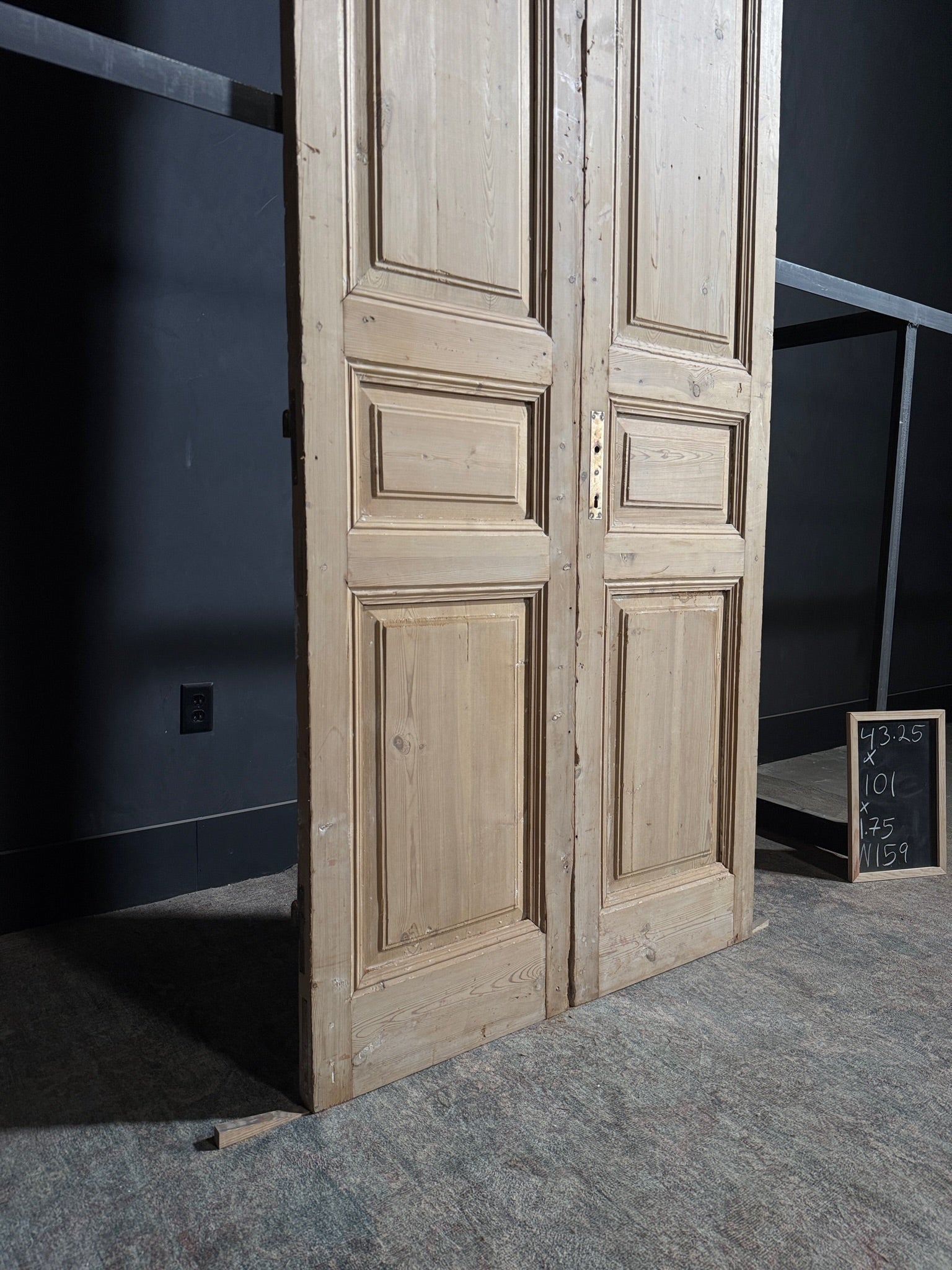 Antique 3 Panel Solid Double Doors - 43.25x101 - N159