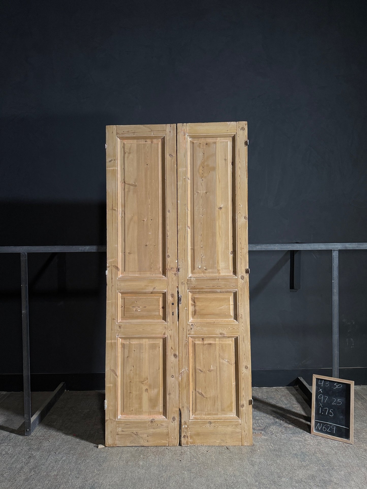 Antique 3 Panel Solid Double Doors - 43.5x97.25 - N629