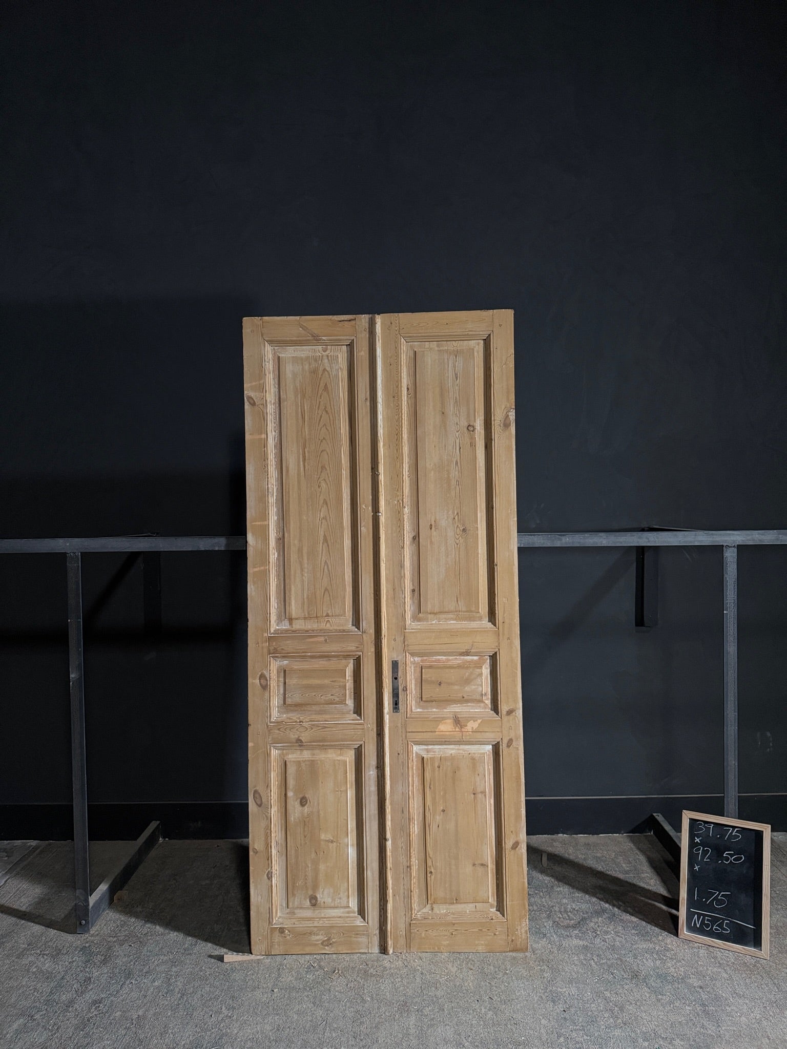 Antique 3 Panel Solid Double Doors - 39.75x92.5 - N565