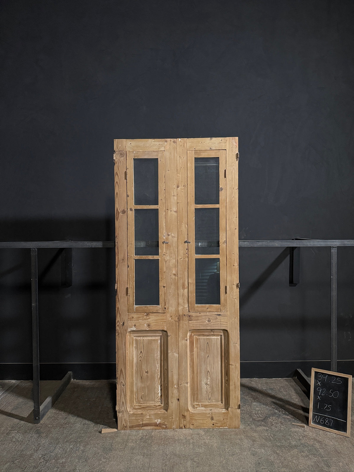 Antique Carved 3 Lite French Doors - 39.25x92.5 - N687