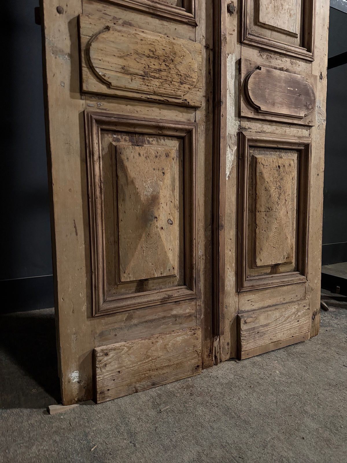 Antique Carved 3 Panel Double Doors - 45x93 - N703