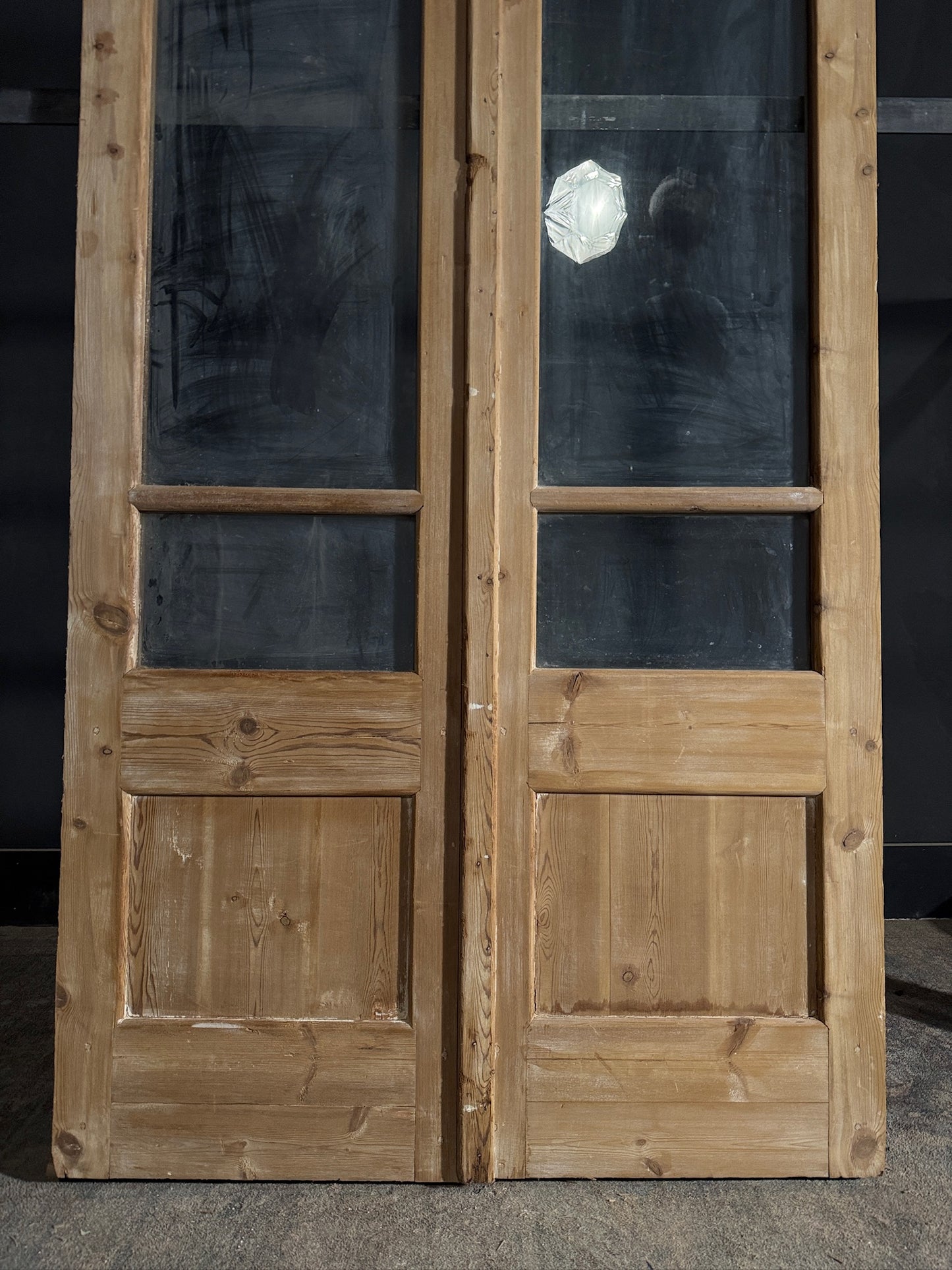 Antique Obscured Glass French Doors - 43.75x100.25 - N490