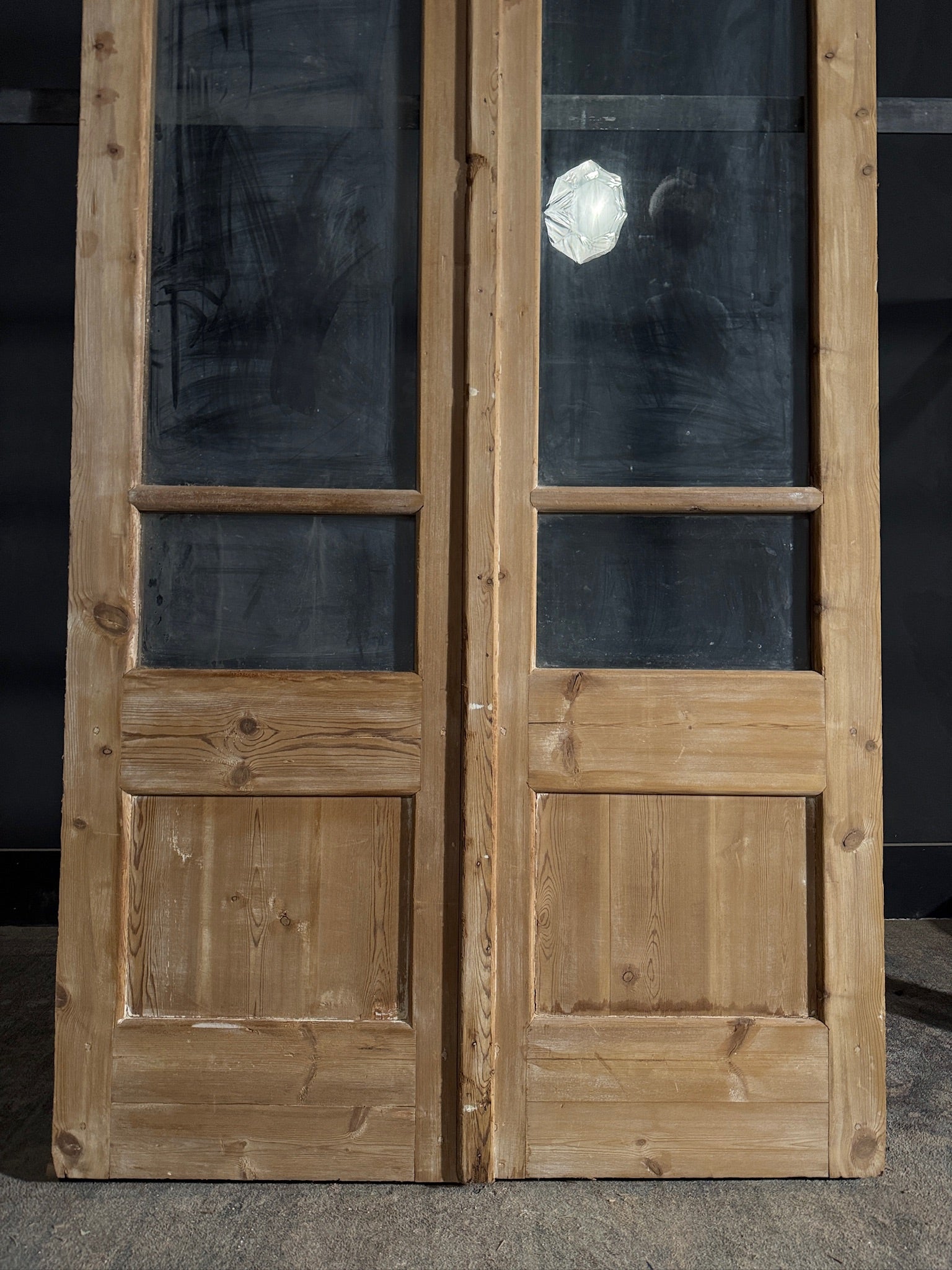 Antique Obscured Glass French Doors - 43.75x100.25 - N490