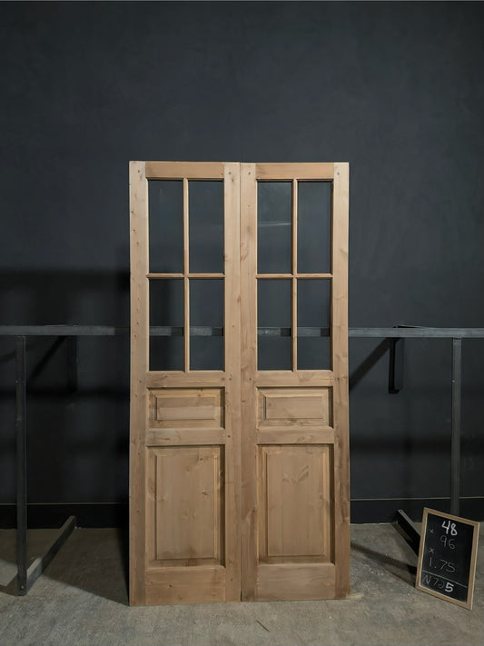 Handcrafted Glass 4 Lite French Doors - 48x96 - N725
