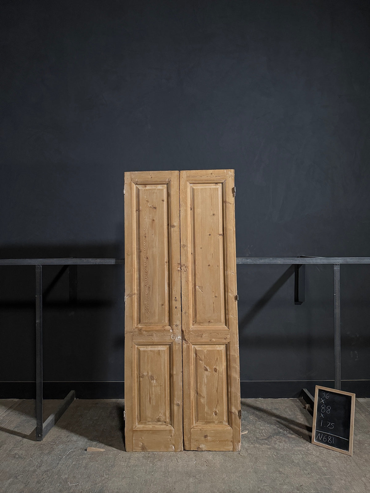 Antique 2 Panel Solid Double Doors - 36x88 - N681