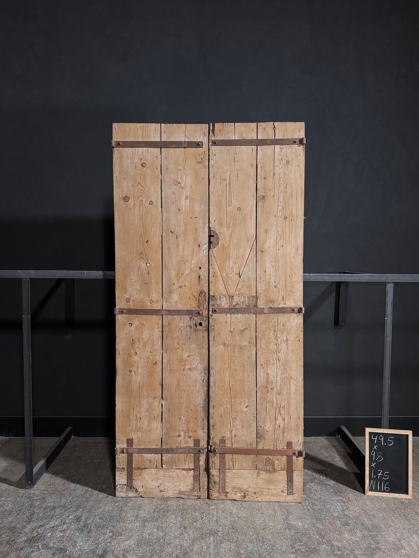 Antique Carved 4 Panel Double Doors - 49.5x98 - N116
