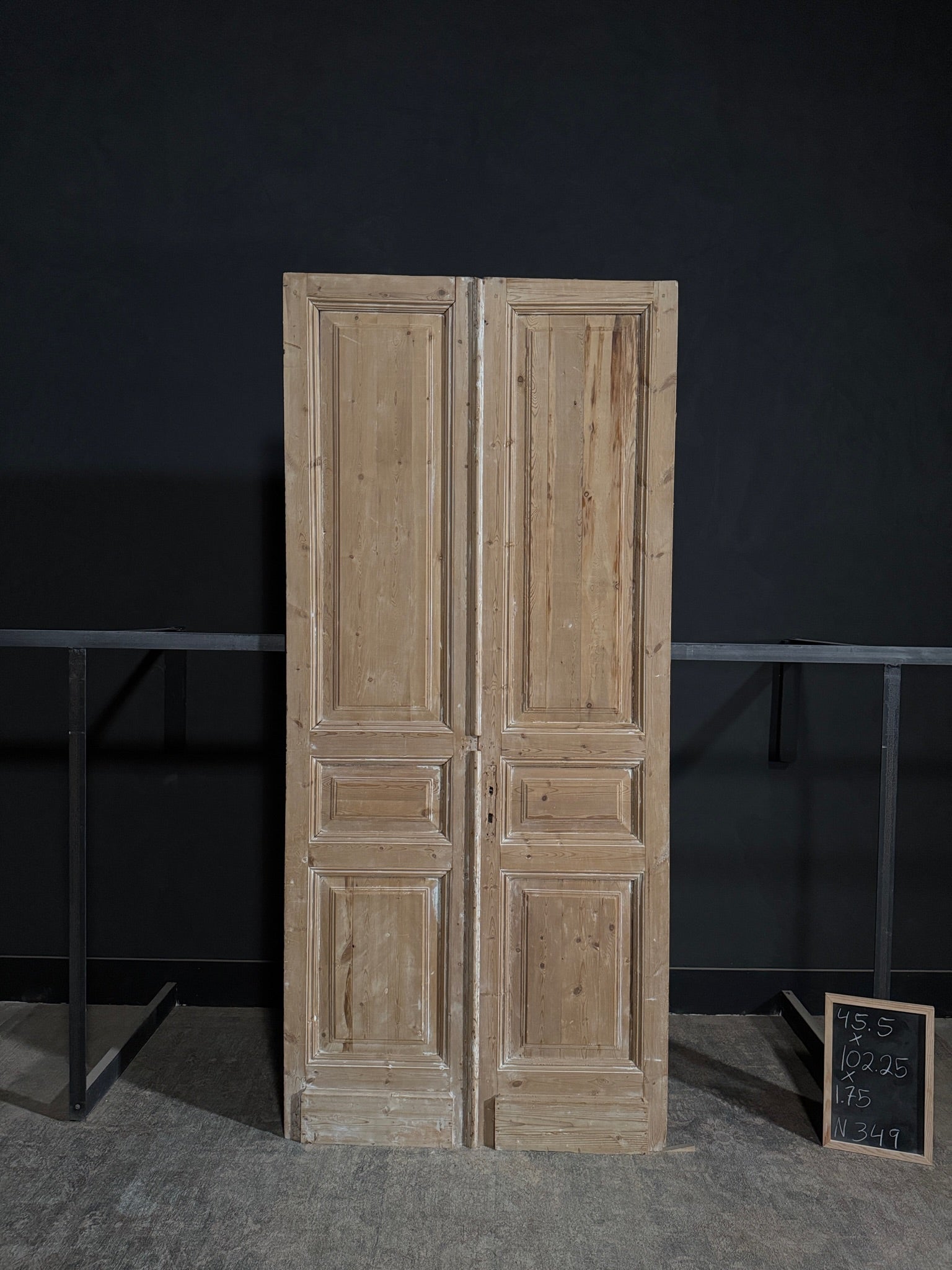 Antique 3 Panel Solid Double Doors - 45.5x102.25 - N349