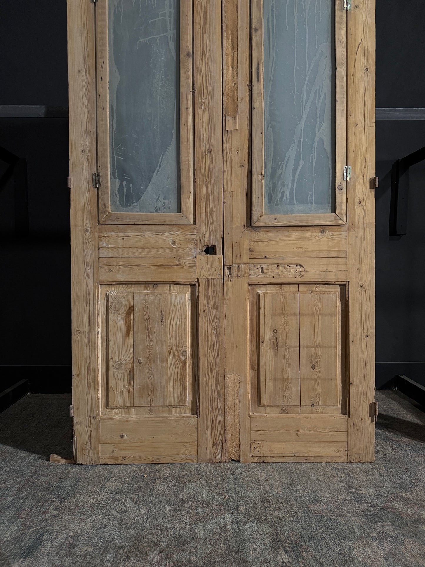 Antique Obscured Glass 1 Lite French Doors - 50.25x92 - N62