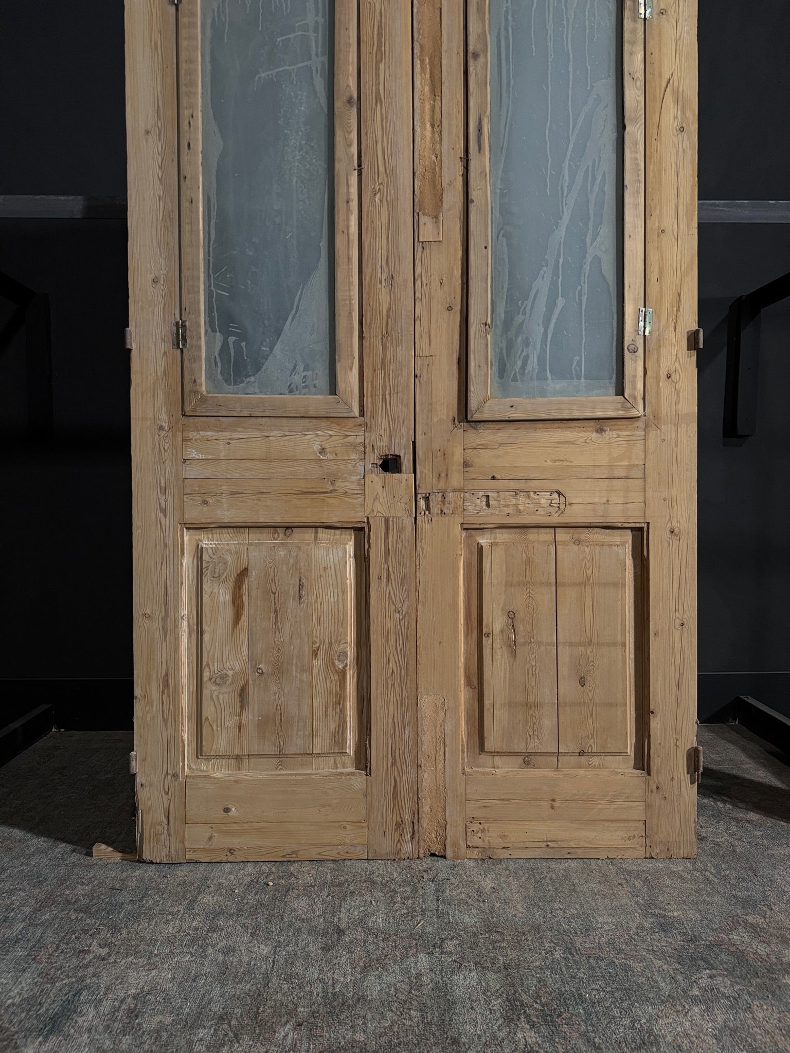 Antique Obscured Glass 1 Lite French Doors - 50.25x92 - N62