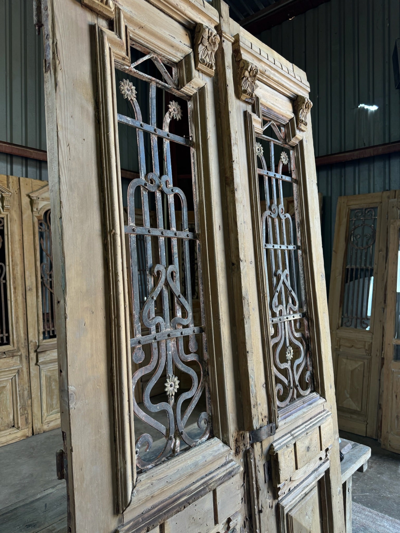 French Antique Iron Doors - 42.5x95 E196 - Magnolia Antique Door Co.