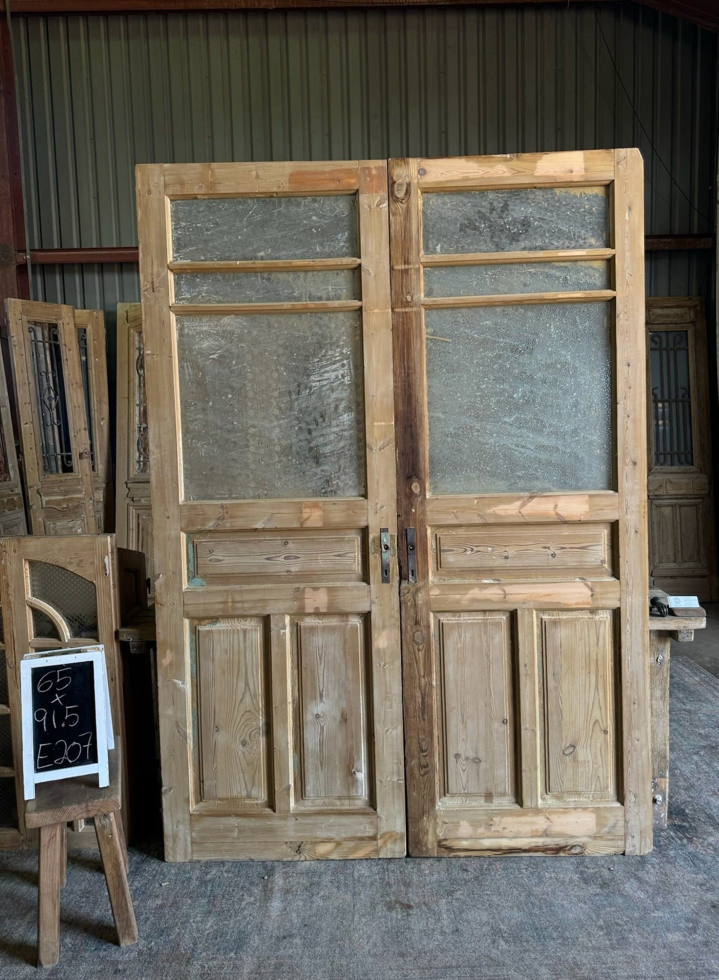 Glass Panel French Antique Doors - 65x91.5 E207 - Magnolia Antique Door Co.