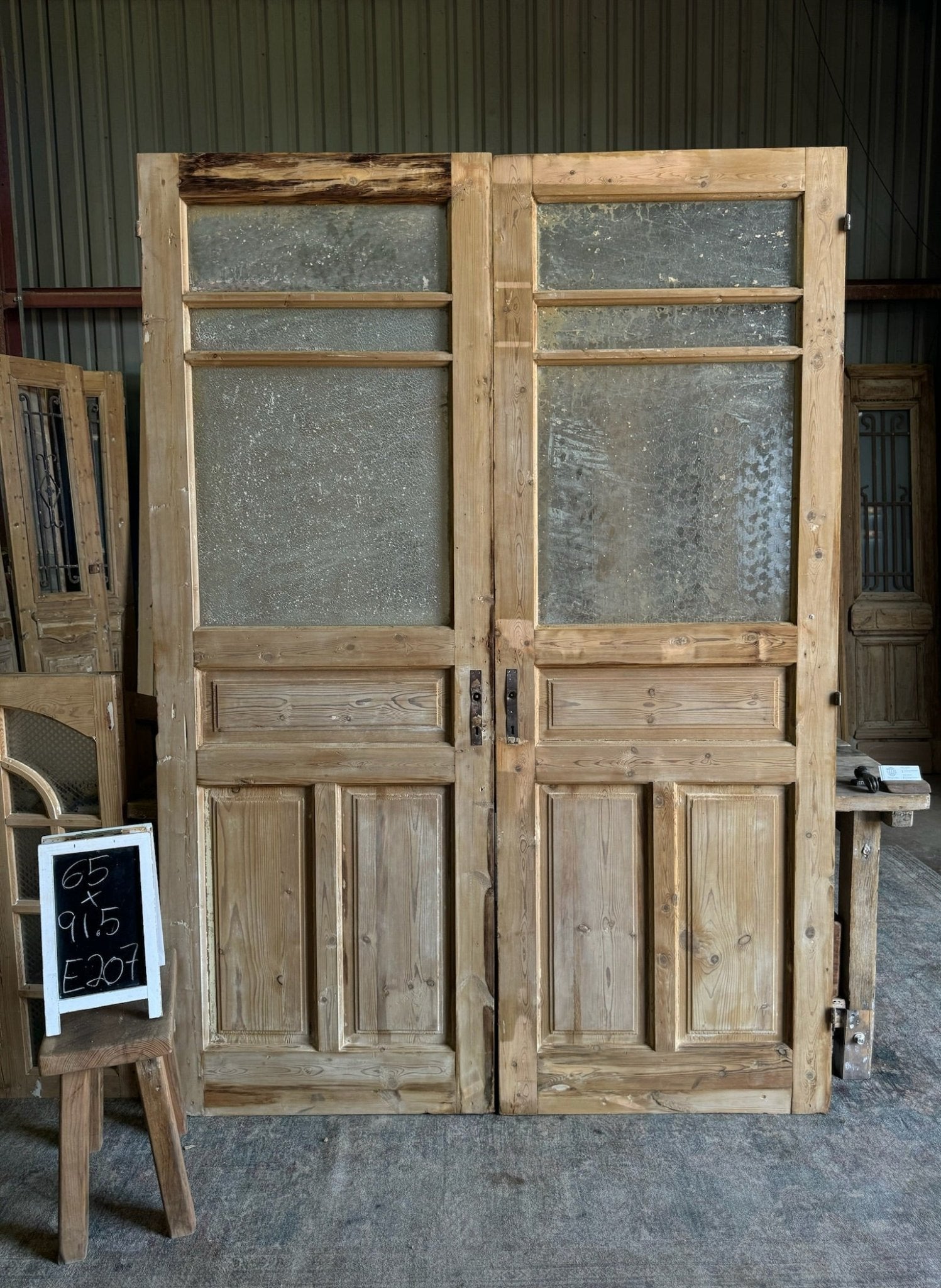 Glass Panel French Antique Doors - 65x91.5 E207 - Magnolia Antique Door Co.