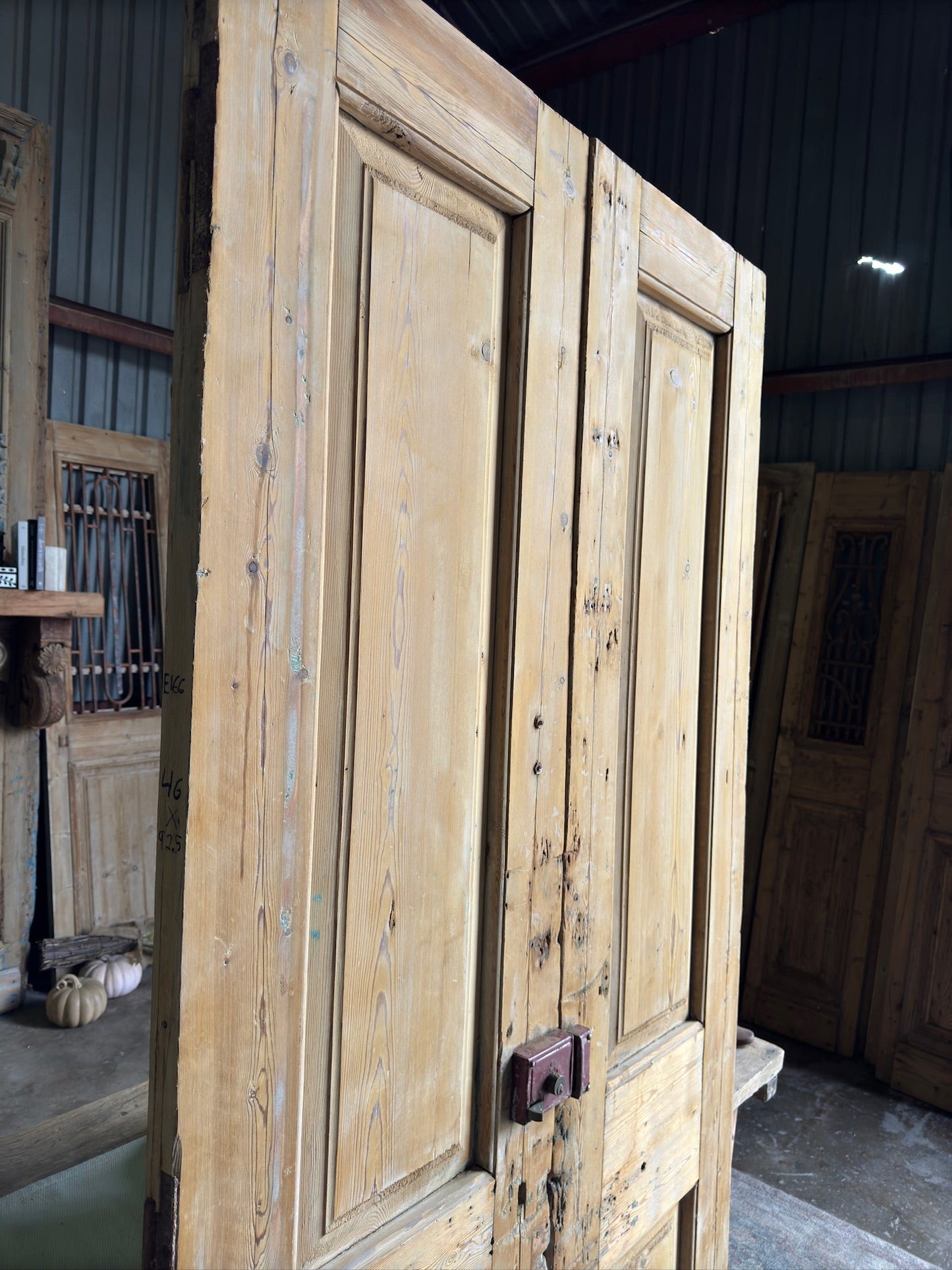 Hand Carved 2 Panel Antique Doors - 46x92.75 E166 - Magnolia Antique Door Co.