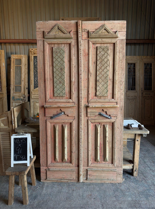 Hand Carved Antique French Doors - 48.75x91 F42 - Magnolia Antique Door Co.