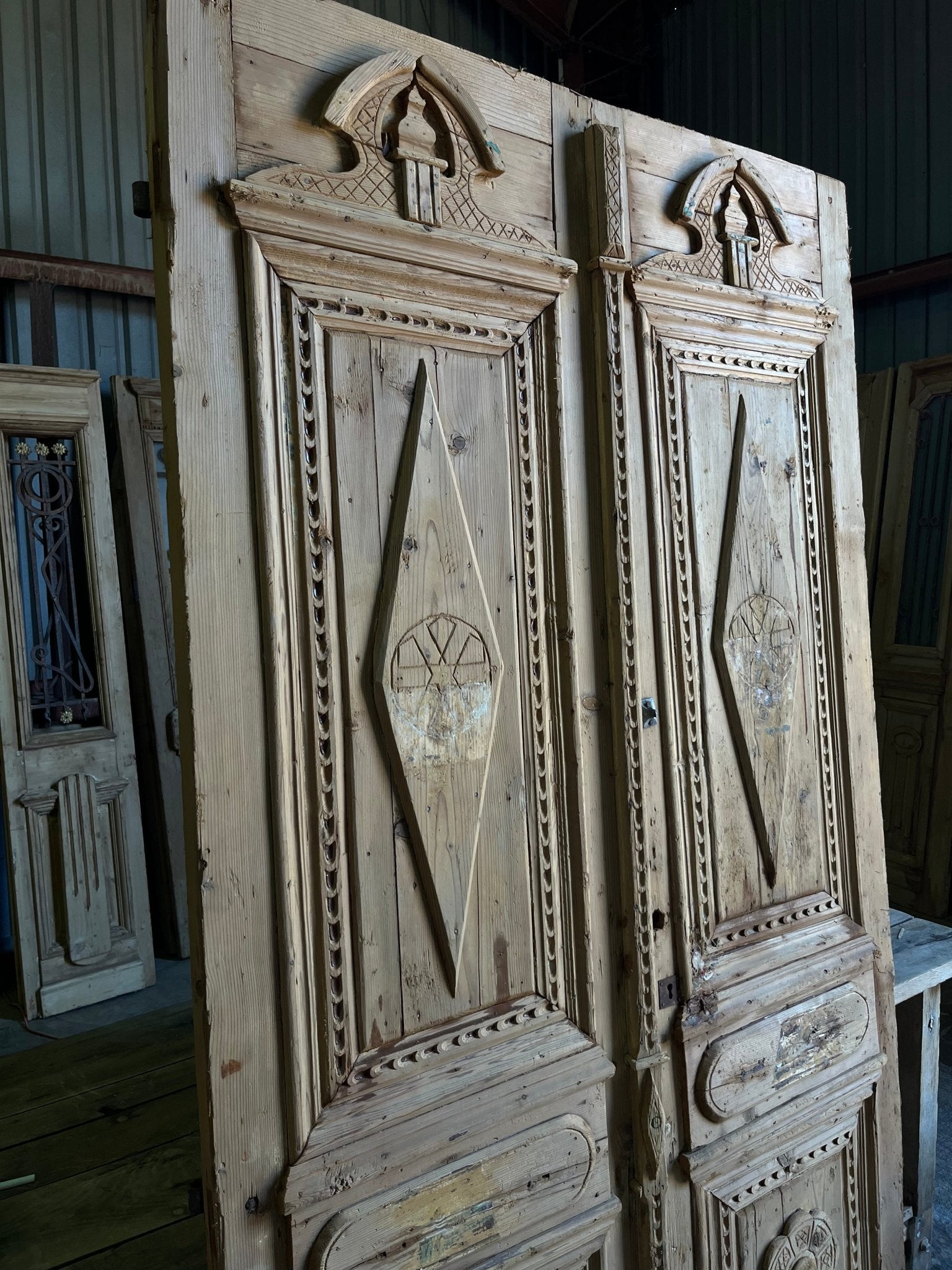 Hand Carved Solid French Doors - 50.5x91 E66 - Magnolia Antique Door Co.