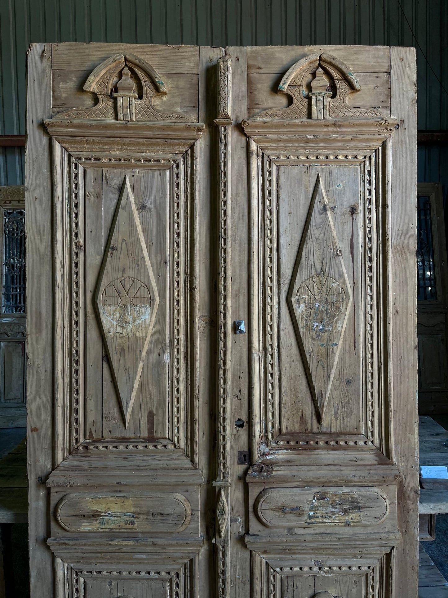 Hand Carved Solid French Doors - 50.5x91 E66 - Magnolia Antique Door Co.