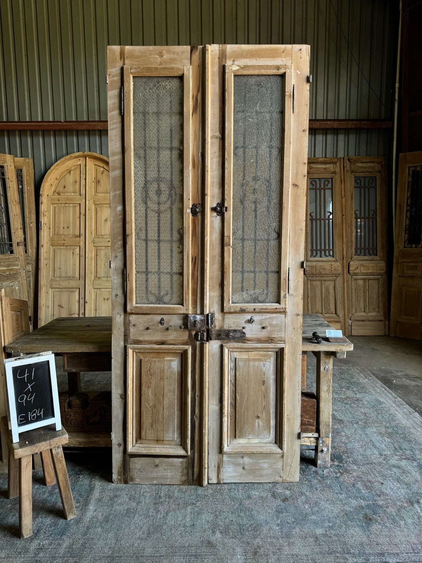 Iron Antique Doors With Pattern Glass - 41x94 E184 - Magnolia Antique Door Co.