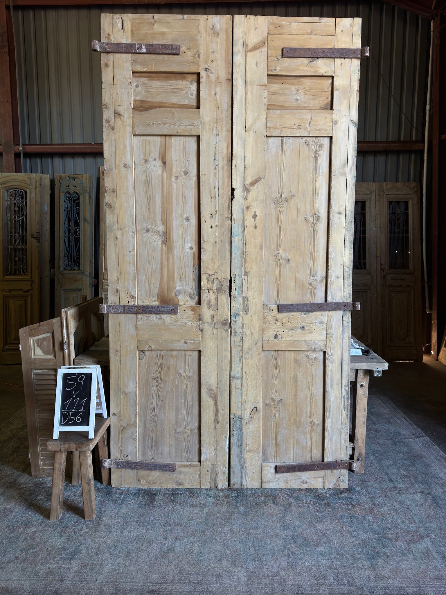 Large Antique French Doors - 59x111 D56 - Magnolia Antique Door Co.