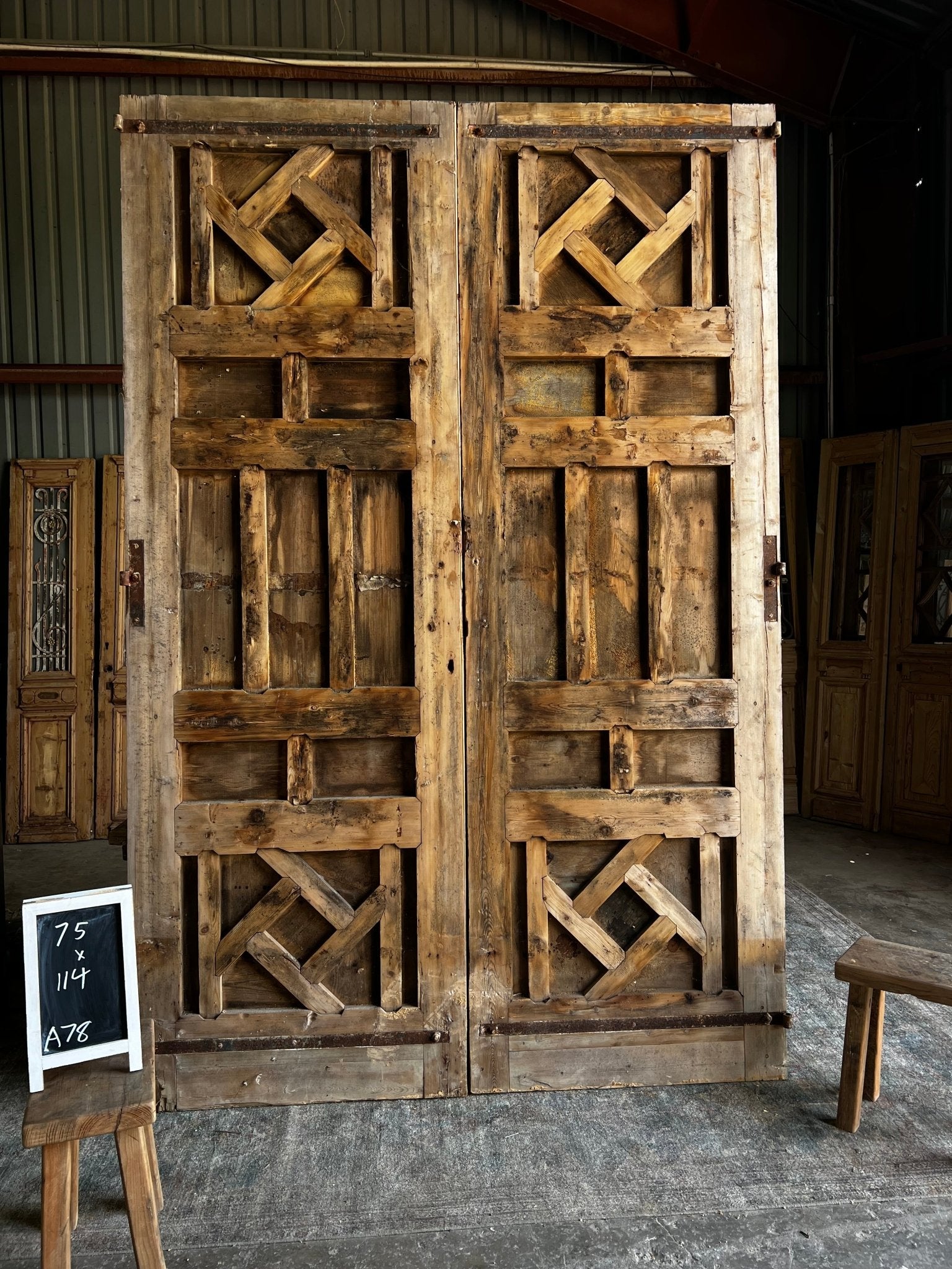 Large French Antique Doors - 75x114 A78 - Magnolia Antique Door Co.