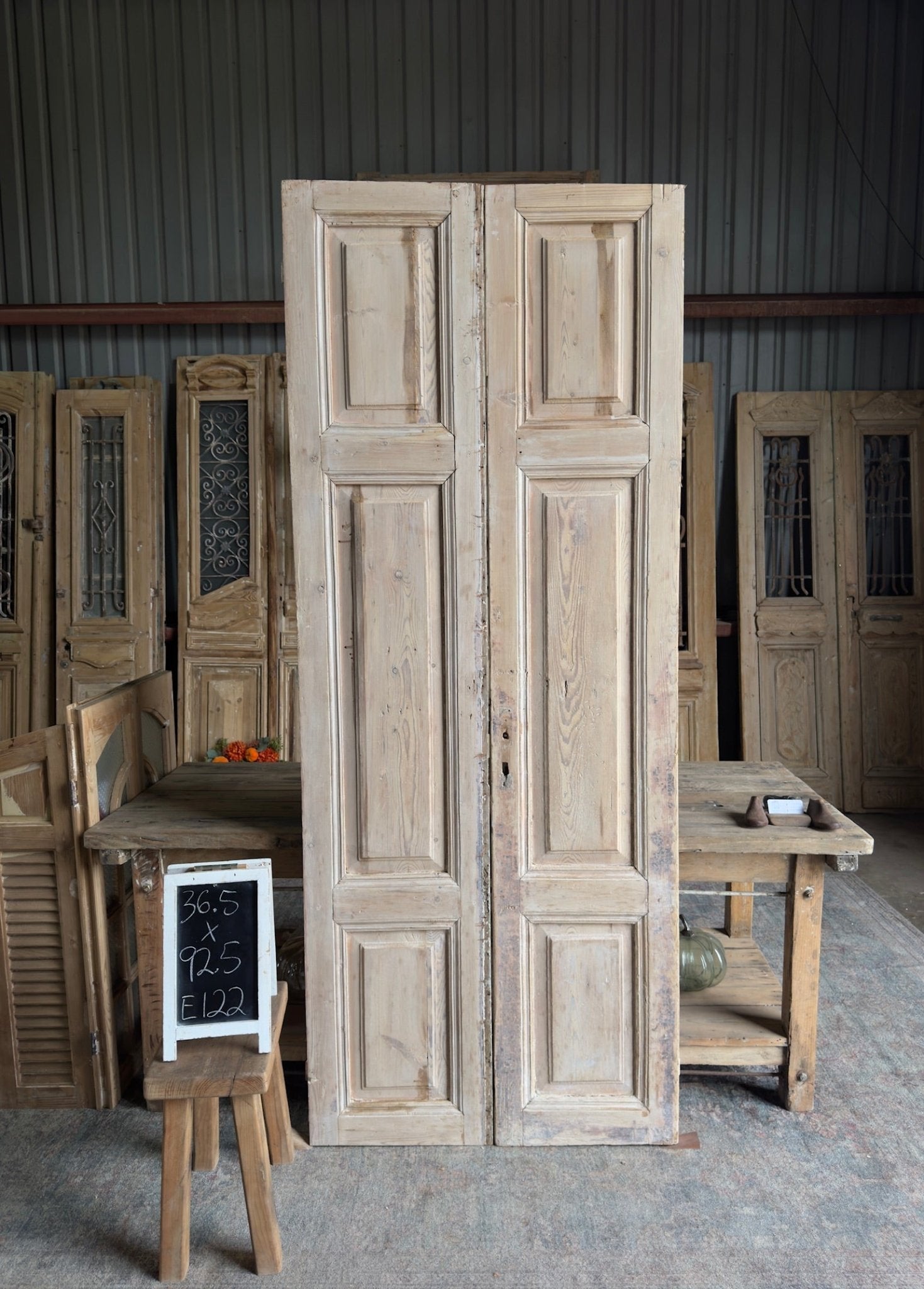 Long Panel Antique French Doors - 36x5x92.5 E122 - Magnolia Antique Door Co.