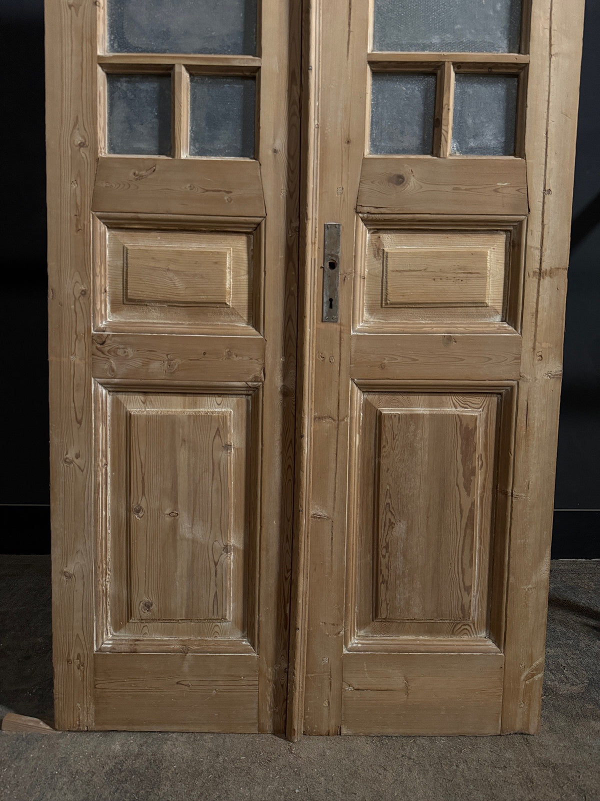 Antique Textured Glass Paneled French Doors - 39x94 - N780