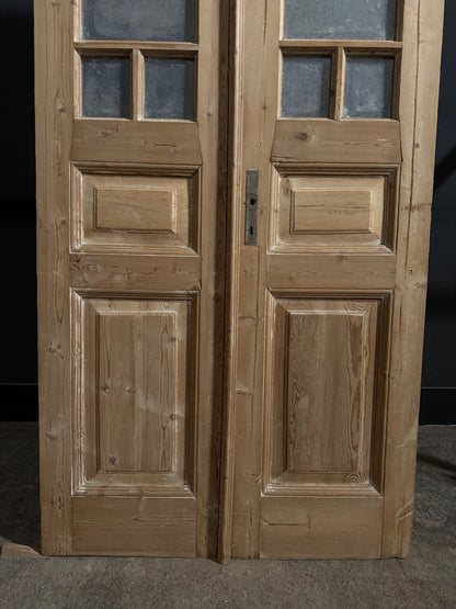 Antique Textured Glass Paneled French Doors - 39x94 - N780