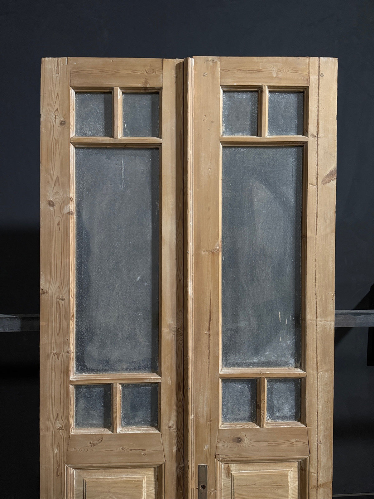 Antique Textured Glass Paneled French Doors - 39x94 - N780