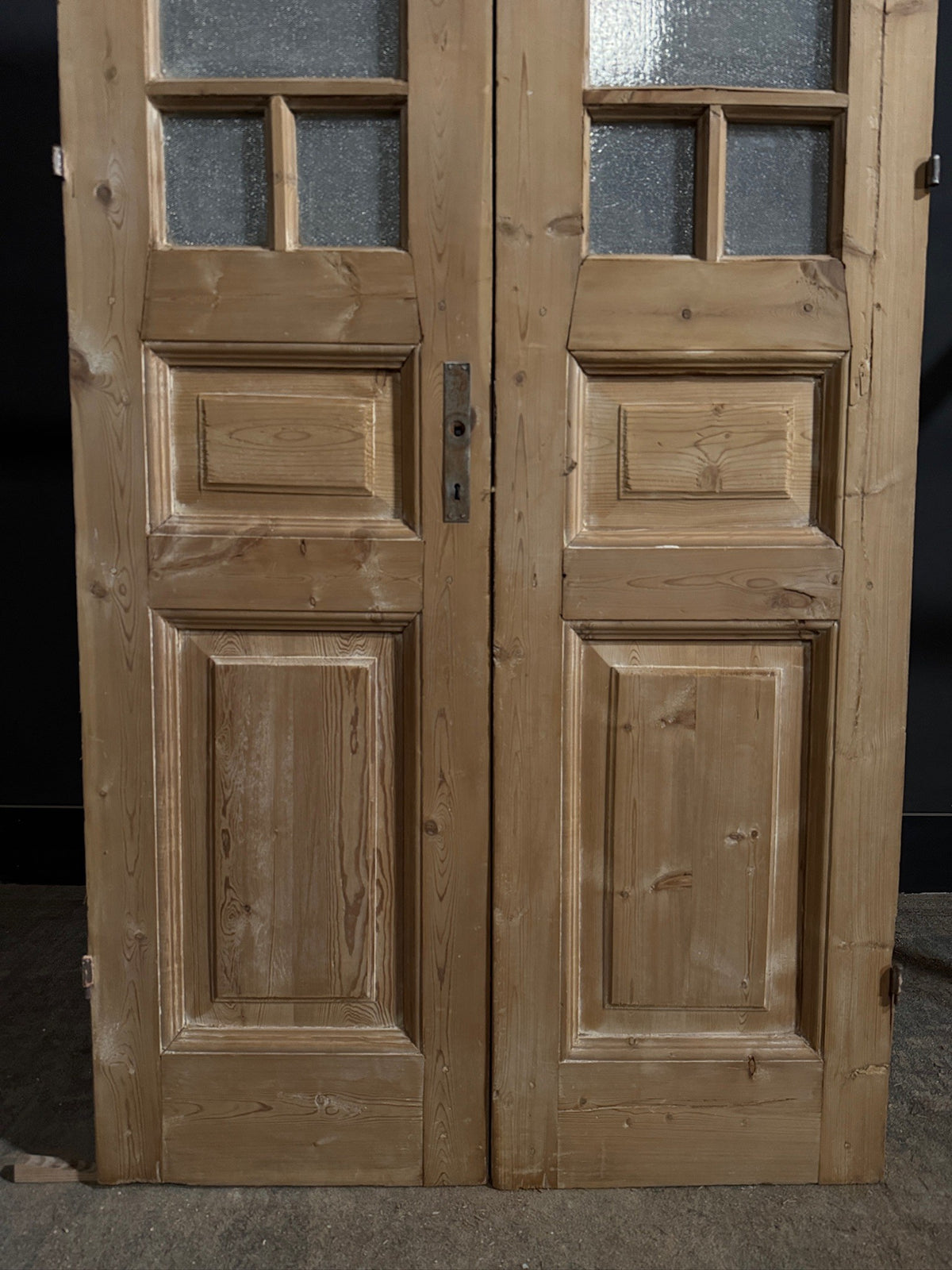 Antique Textured Glass Paneled French Doors - 39x94 - N780