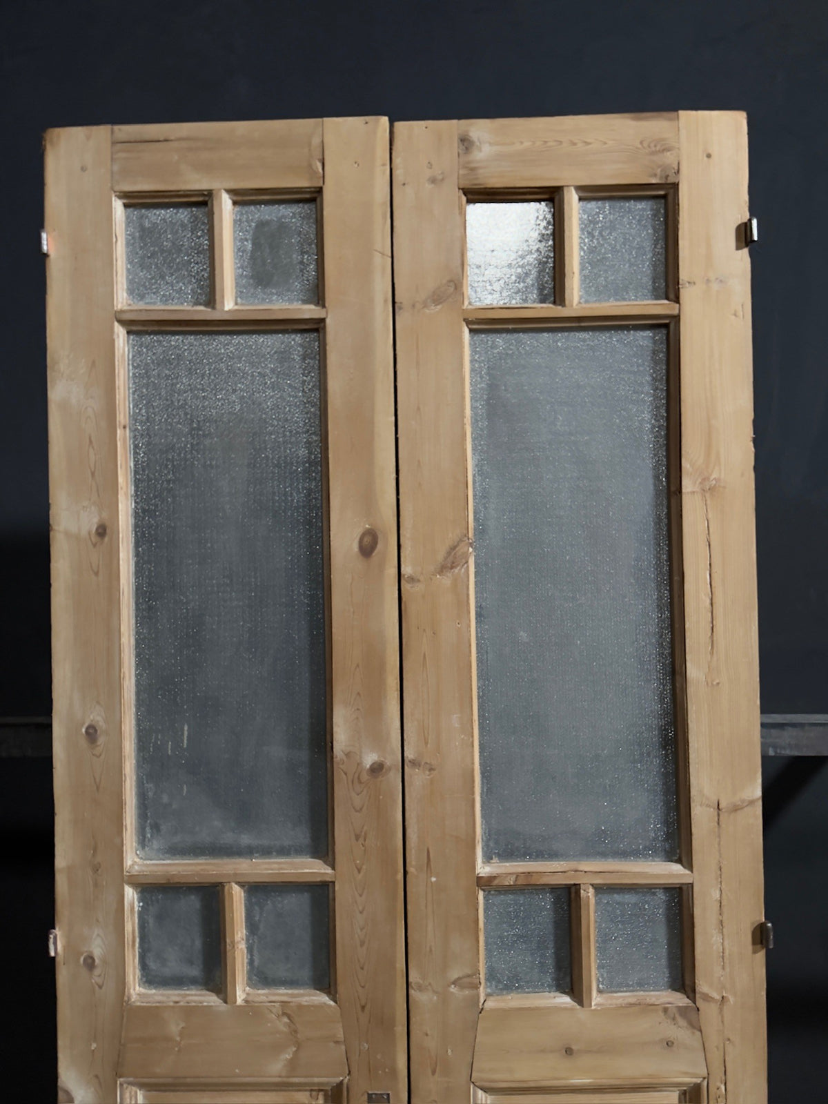 Antique Textured Glass Paneled French Doors - 39x94 - N780