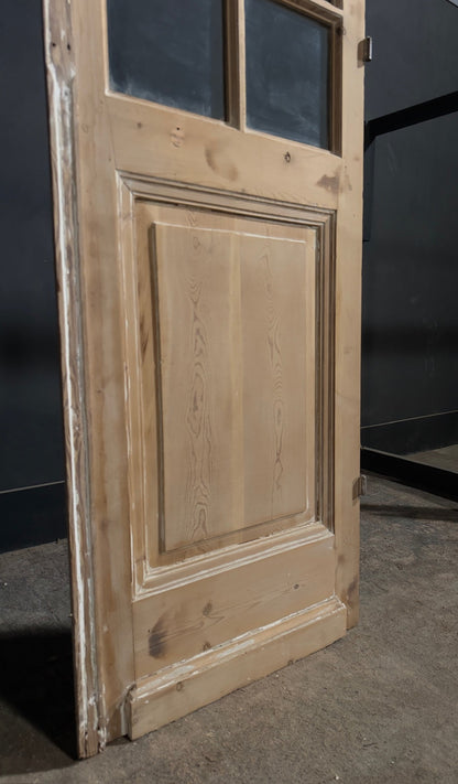 Antique Raised Panel Glass Pantry Door - 25x90 - N781