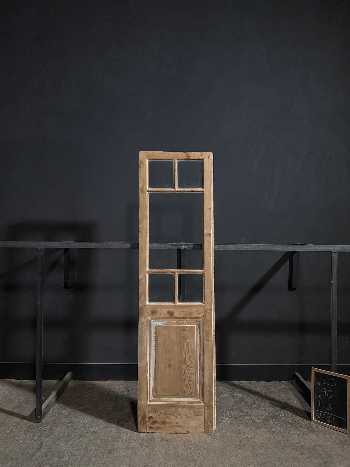 Antique Raised Panel Glass Pantry Door - 25x90 - N781