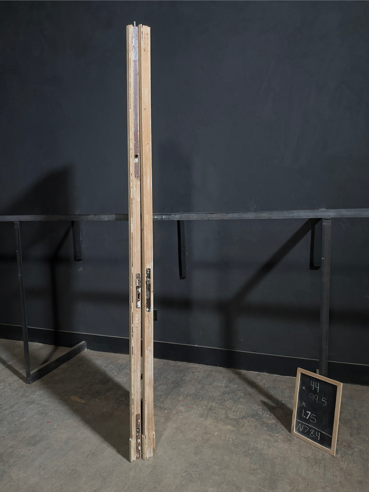 Antique Raised Panel Glass French Doors - 44x99.5 - N784