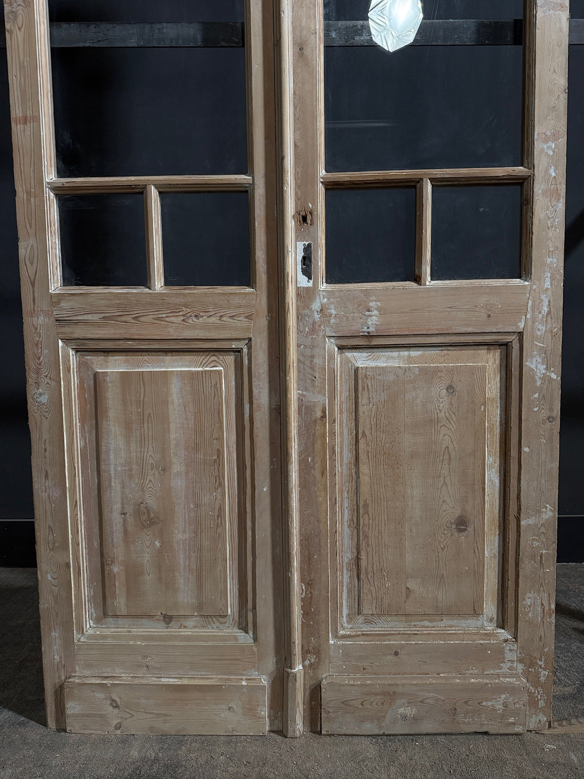 Antique Raised Panel Glass French Doors - 44x99.5 - N784