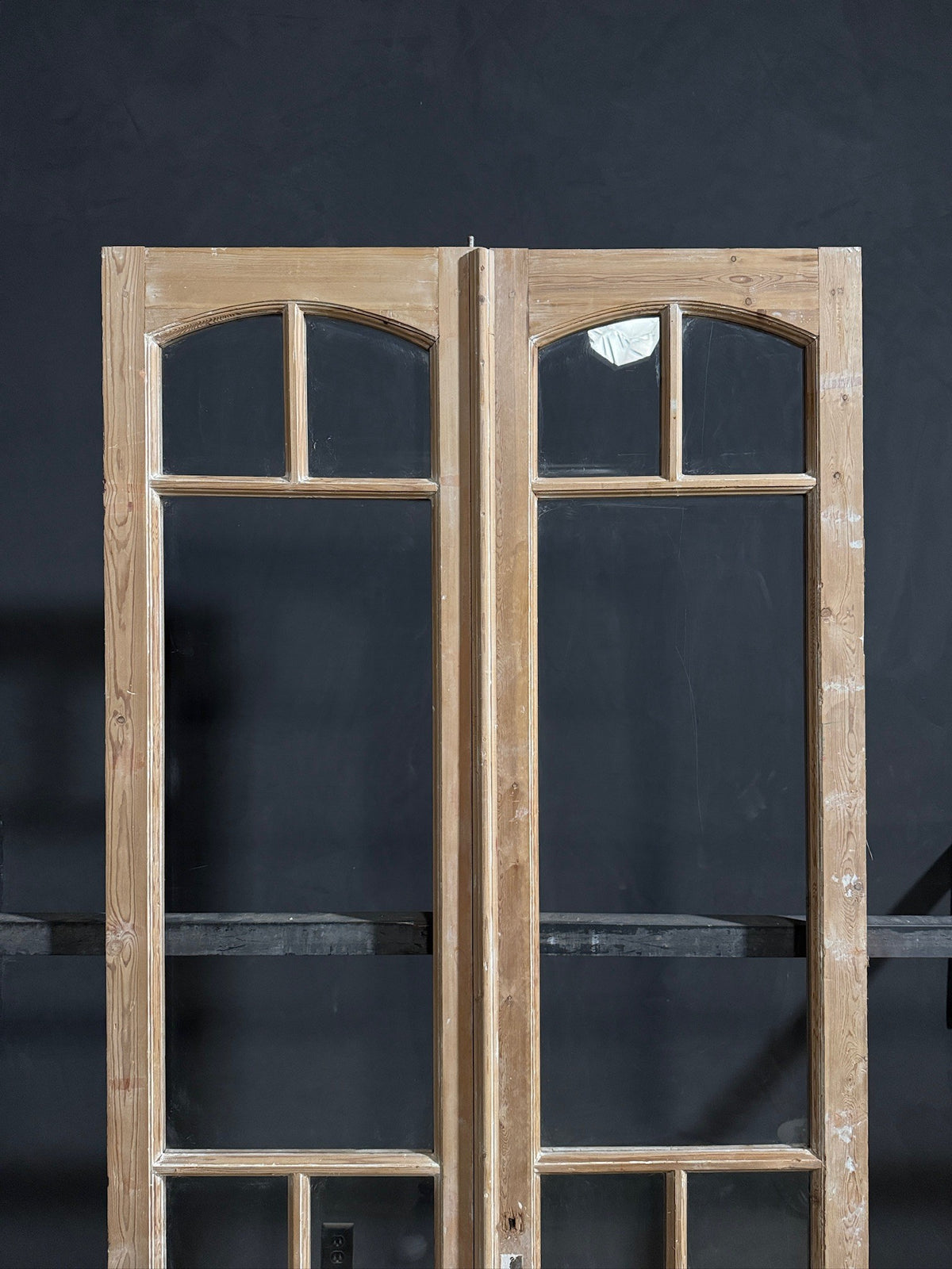 Antique Raised Panel Glass French Doors - 44x99.5 - N784