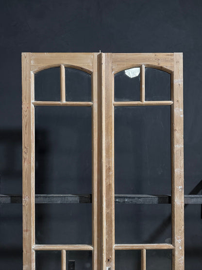 Antique Raised Panel Glass French Doors - 44x99.5 - N784
