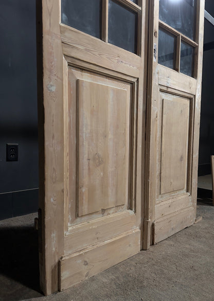 Antique Raised Panel Glass French Doors - 44x99.5 - N784